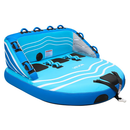 Towable Tubes for Boating, 3-Rider Inflatable Towable Tube for Boat to Pull, 231 kg Capacity Water Sports Boating Tubes - with Full Nylon Cover, Dual Tow Points, Safety Valve & Padded Handles