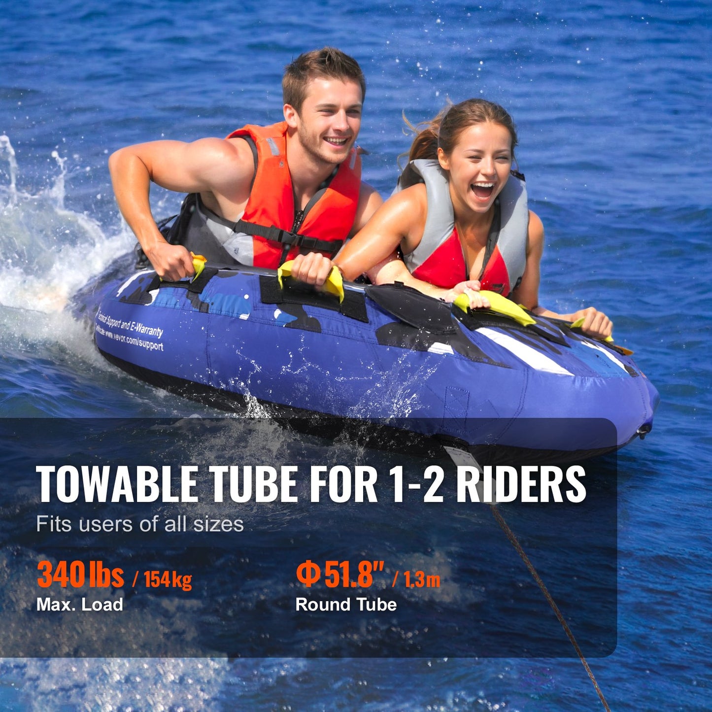 VEVOR Towable Tube for Boating, 1-2 Riders Inflatable Boat Tubes and Towables, 340