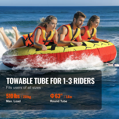 VEVOR Towable Tube for Boating, 1-3 Riders Inflatable Boat Tubes and Towables, 510