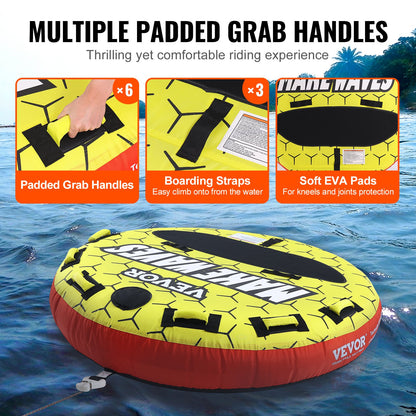 VEVOR Towable Tube for Boating, 1-3 Riders Inflatable Boat Tubes and Towables, 510