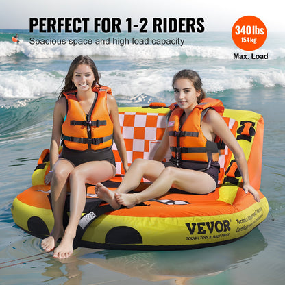 VEVOR Towable Tube for Boating, 1-2 Riders Inflatable Towable Tubes with Deck Seats
