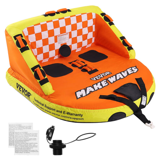 VEVOR Towable Tube for Boating, 1-2 Riders Inflatable Towable Tubes with Deck Seats