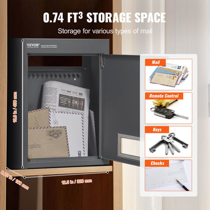 VEVOR Through The Wall Drop Box, Heavy Duty Steel Through the Wall Mailbox with