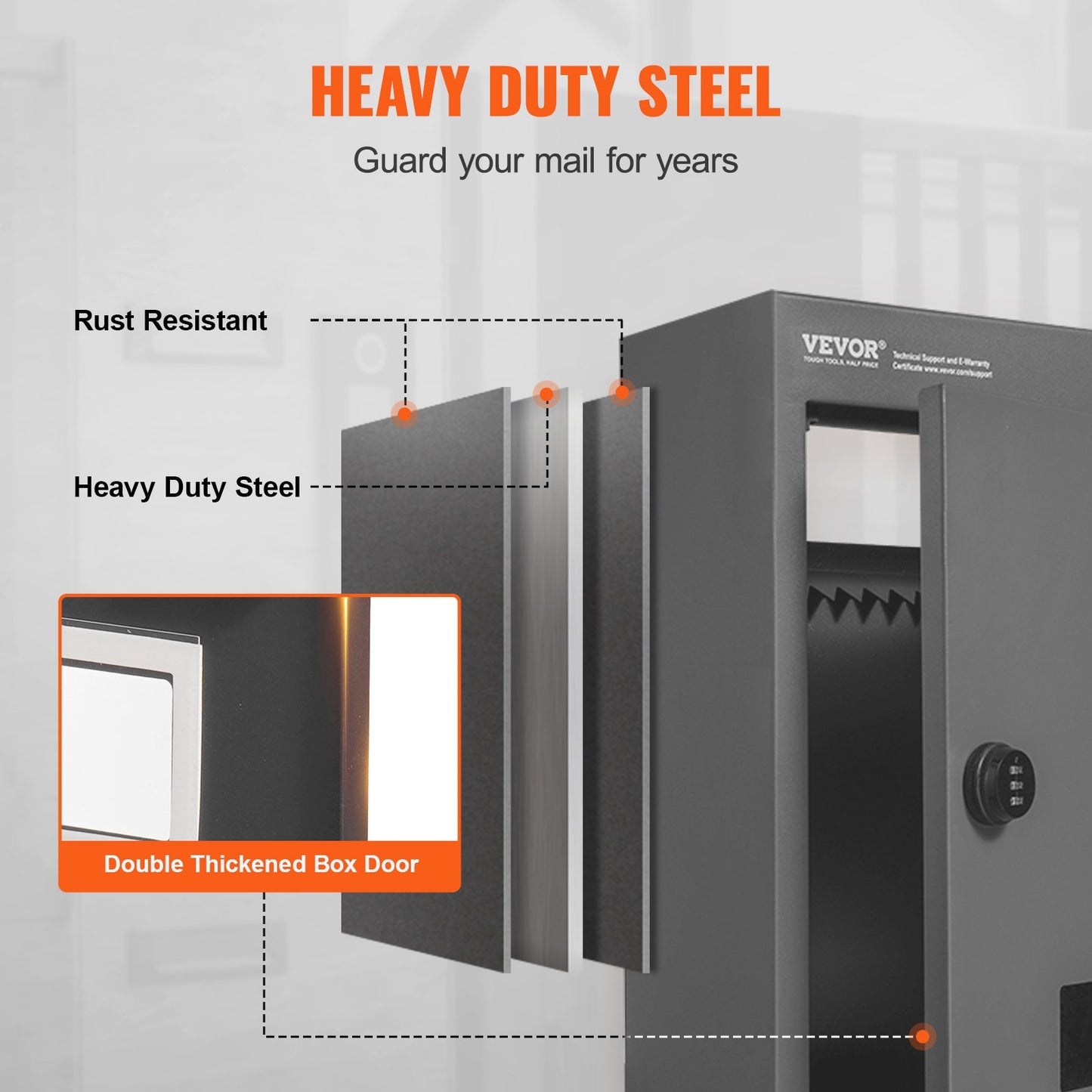 VEVOR Through The Wall Drop Box, Heavy Duty Steel Through the Wall Mailbox with