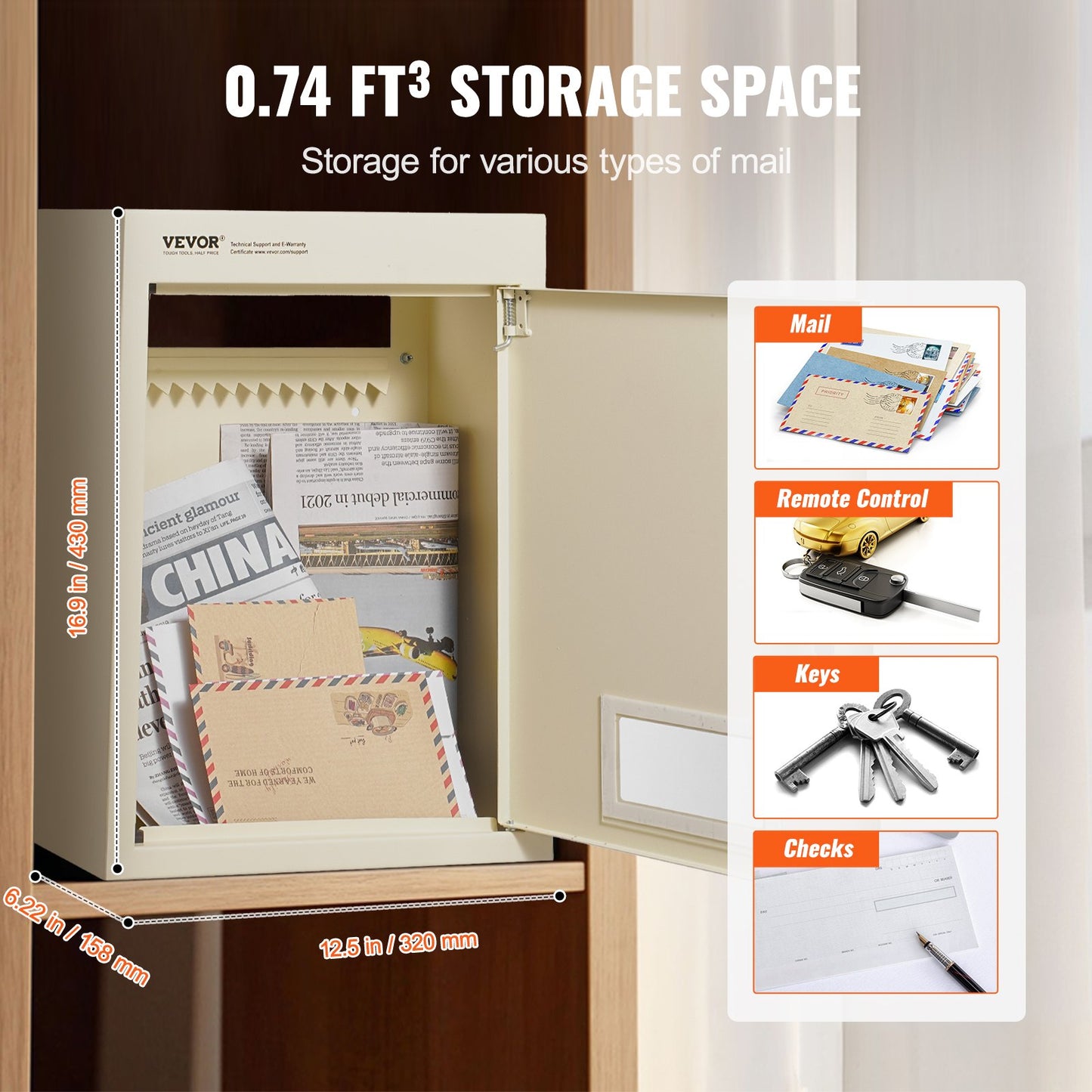VEVOR Through The Wall Drop Box, Heavy Duty Steel Through the Wall Mailbox with