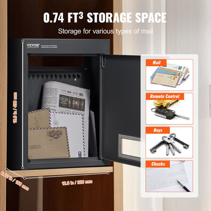 VEVOR Through The Wall Drop Box, Heavy Duty Steel Through the Wall Mailbox with