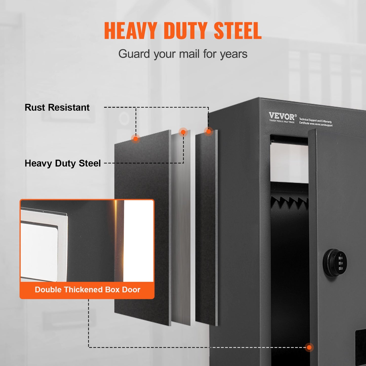 VEVOR Through The Wall Drop Box, Heavy Duty Steel Through the Wall Mailbox with