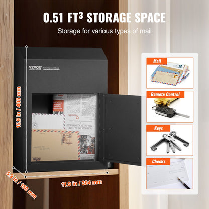 VEVOR Through The Door Key Drop Box, Heavy Duty Steel Through the Door Mailbox with
