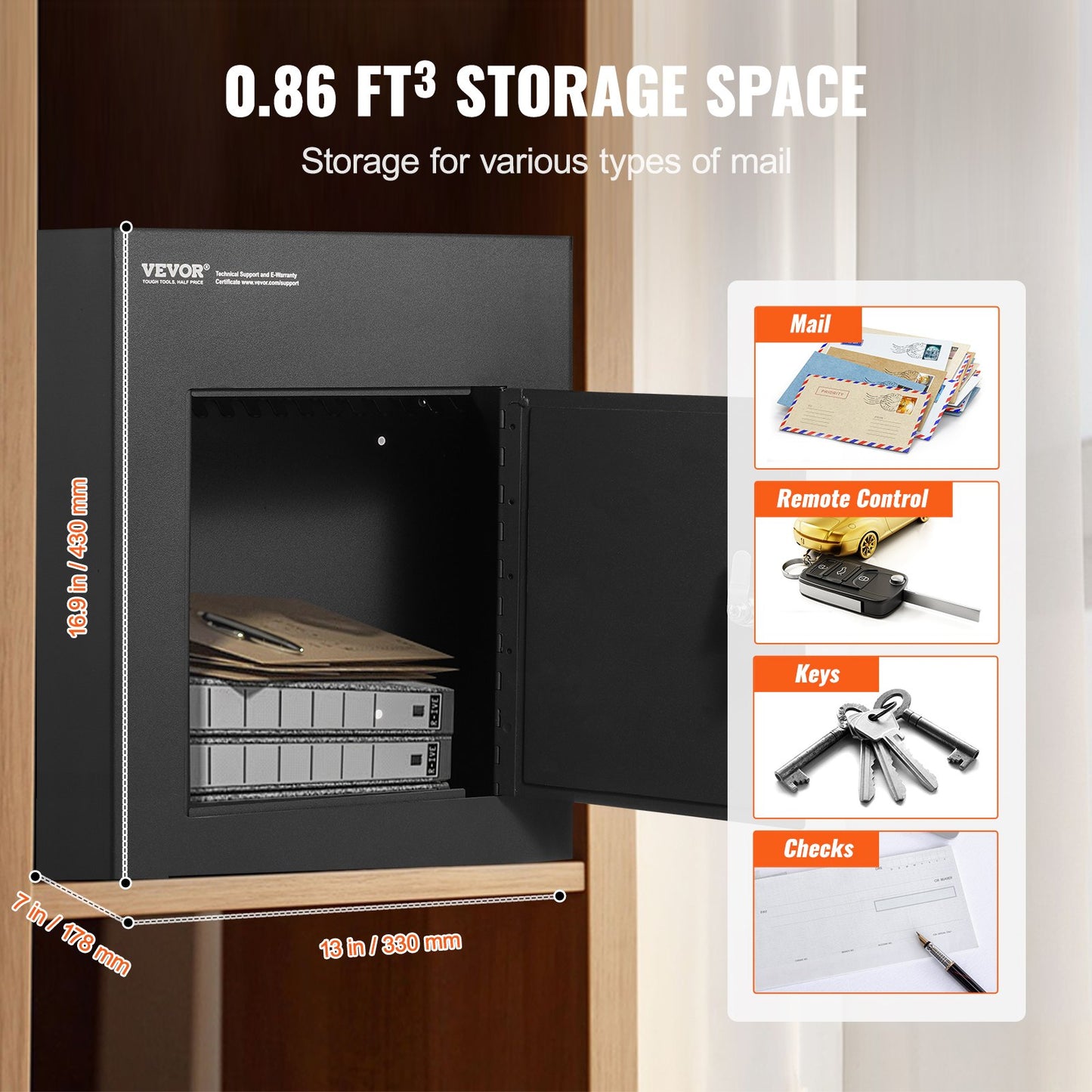 VEVOR Through The Wall Drop Box, Heavy Duty Steel Through the Wall Mailbox with
