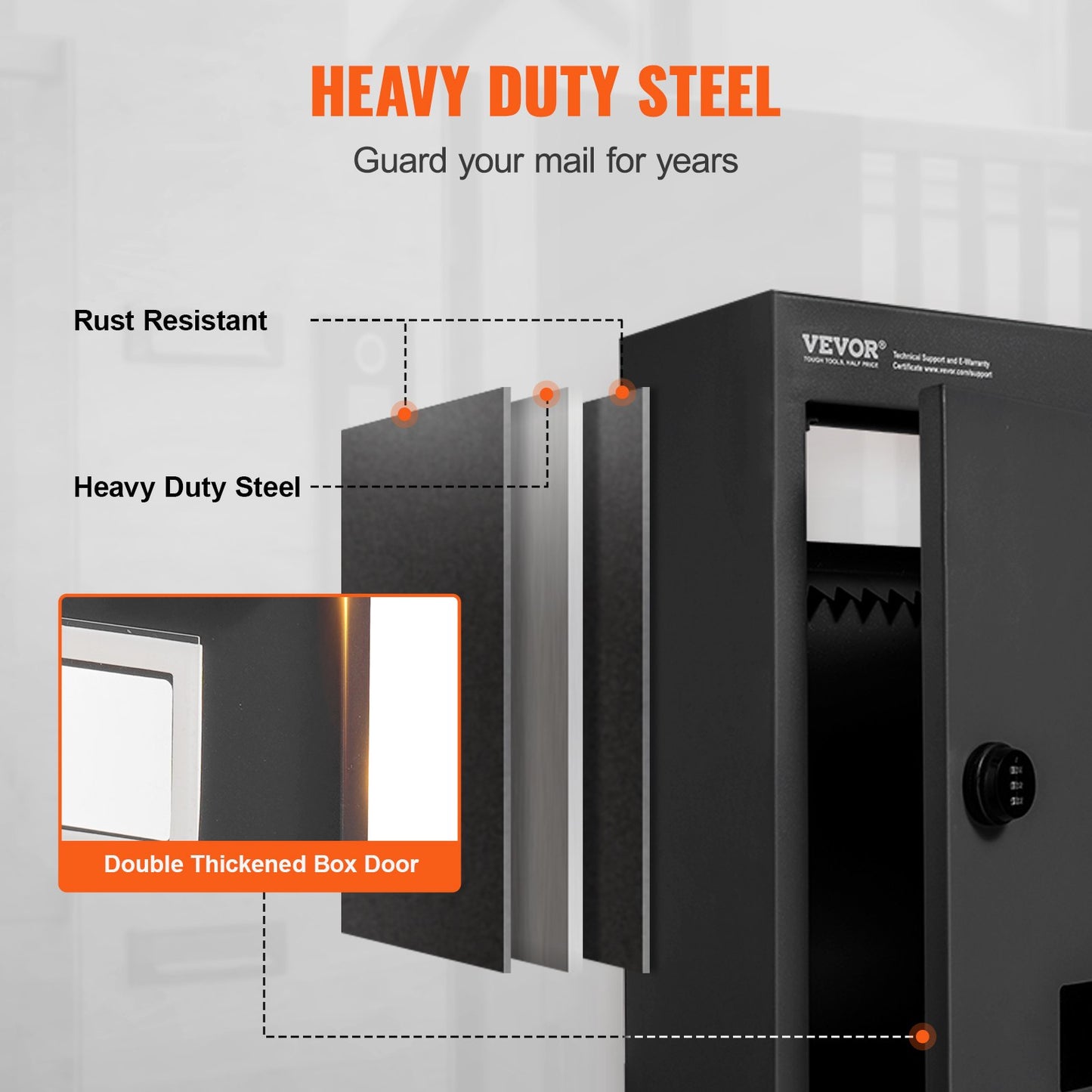 VEVOR Through The Wall Drop Box, Heavy Duty Steel Through the Wall Mailbox with