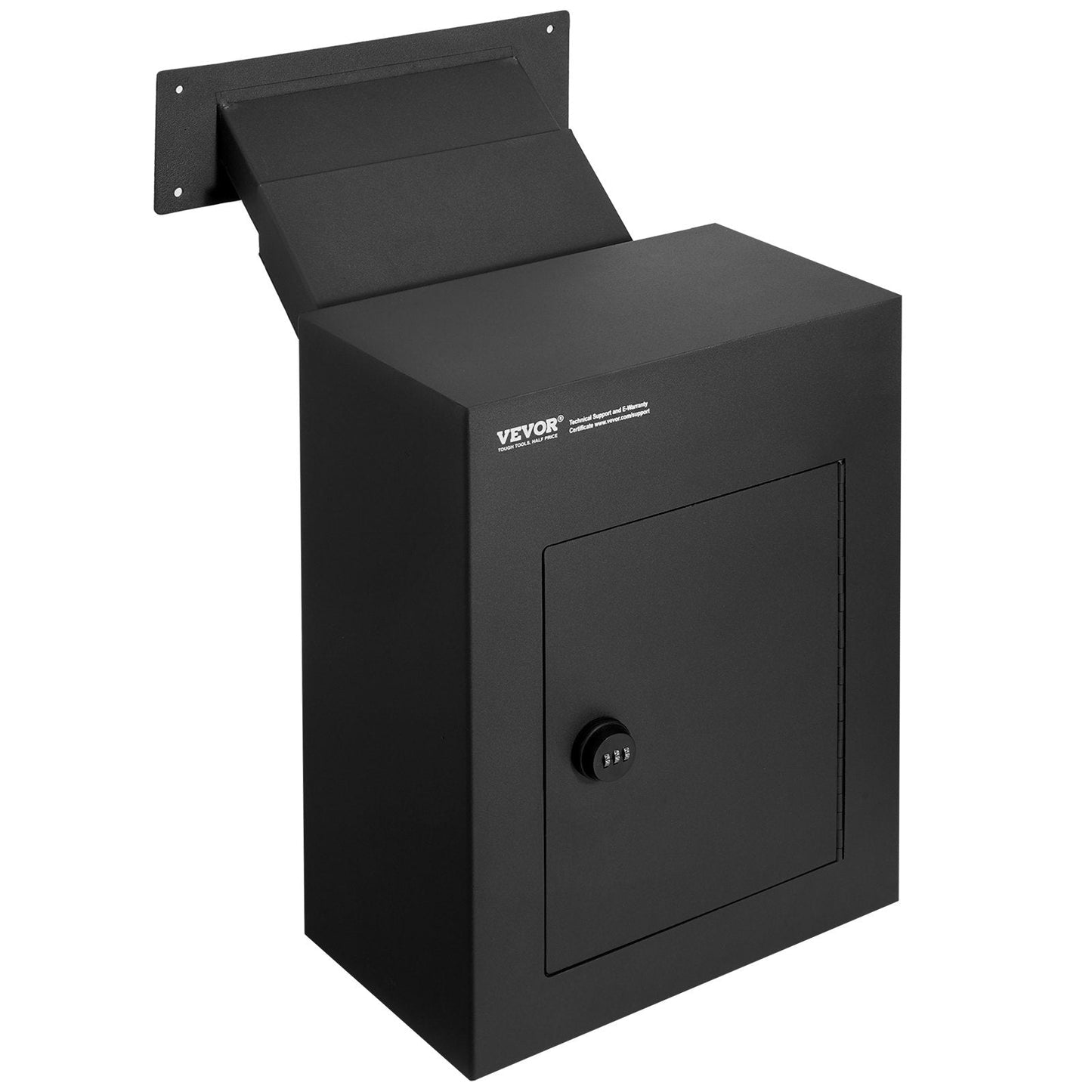 Heavy Duty Steel Wall-Mounted Mail Drop Box with Combination Lock, Black