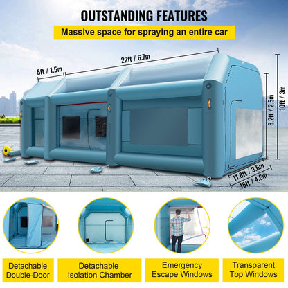 Portable Inflatable Car Paint Tent with Air Filter System, 8.5 x 4.6 x 3 m