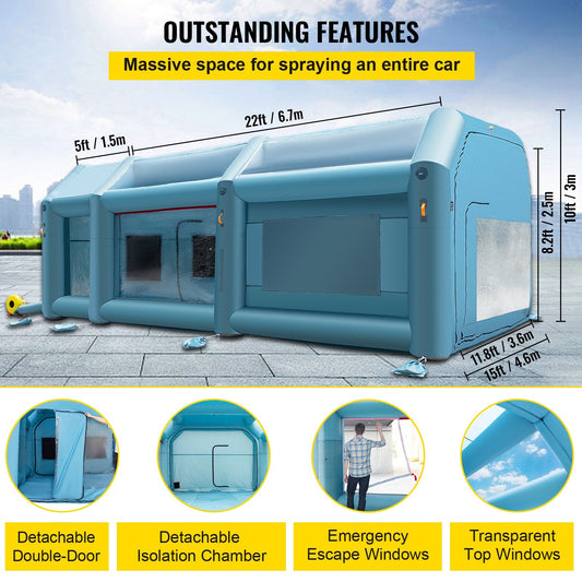 Portable Inflatable Car Paint Tent with Air Filter System, 8.5 x 4.6 x 3 m