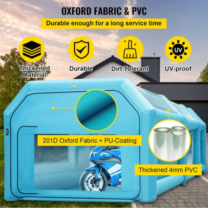 Inflatable Car Paint Booth Tent 6x3x2.5m with Filter System & Dual Blowers