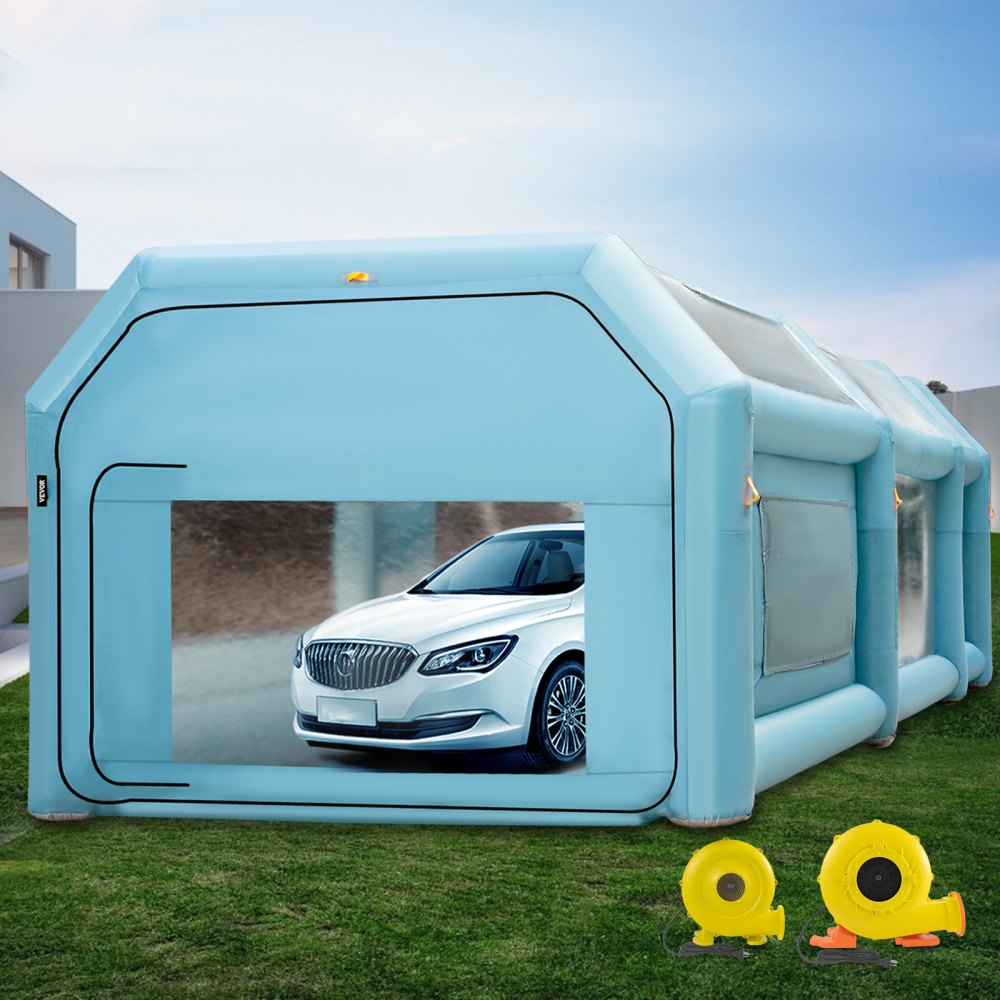 Portable Inflatable Paint Booth, 26x15x10ft Inflatable Spray Booth, Car Paint Tent w/ Air Filter System & 2 Blowers, Upgraded Blow Up Spray Booth Tent, Auto Paint Workstation, Car Parking Garage