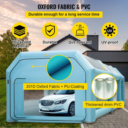 Portable Inflatable Spray Booth Tent with Air Filtration, 8x4x3m, Blue