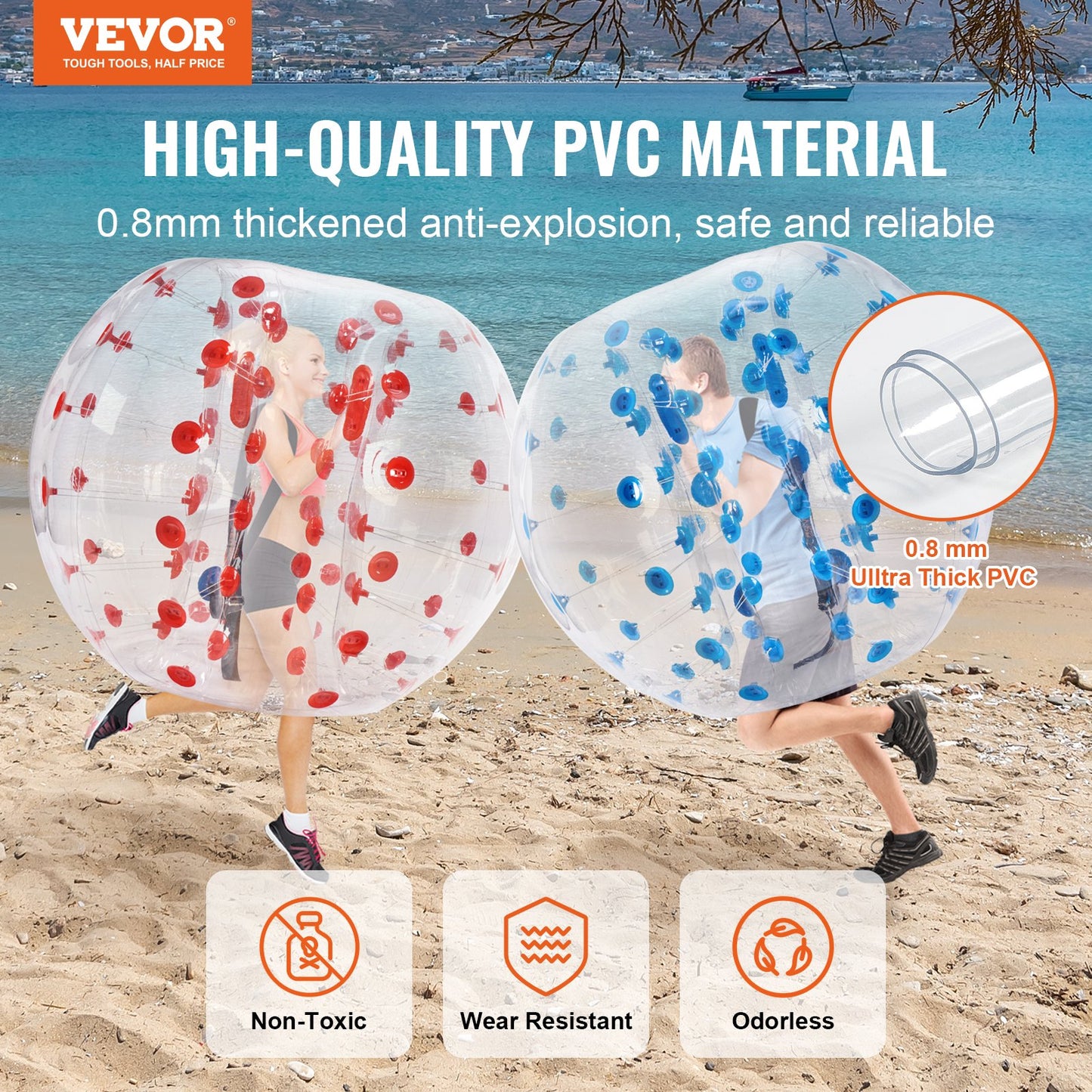 VEVOR Inflatable Bumper Balls 2-Pack, 5FT/1.5M Body Sumo Zorb Balls for Teen & Adult,
