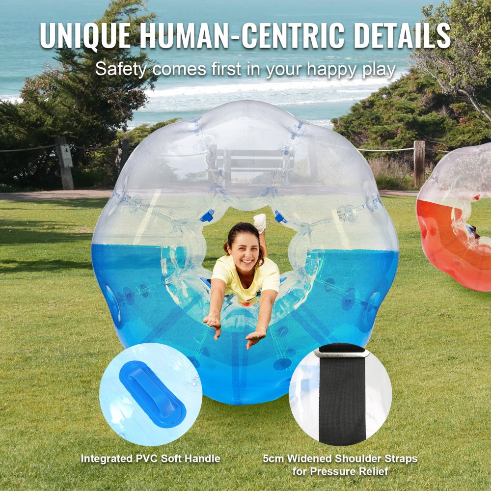 VEVOR Inflatable Bumper Balls 2-Pack, 5FT/1.5M Body Sumo Zorb Balls for Teen & Adult, 0.8mm Thick PVC Human Hamster Bubble Balls for Outdoor Team Gaming Play, Bumper Bopper Toys for Garden, Yard, Park