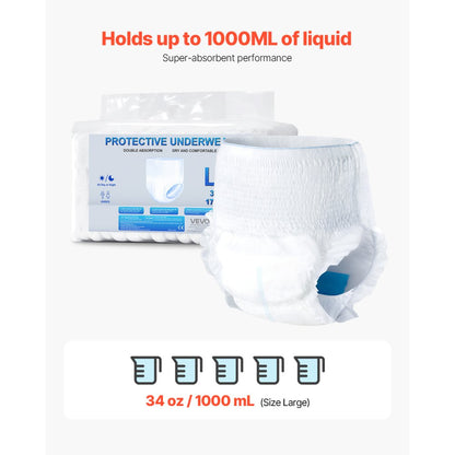 VEVOR Adult Incontinence Underwear Protective Underwear for Men & Women L Size