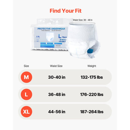 VEVOR Adult Incontinence Underwear Protective Underwear for Men & Women L Size