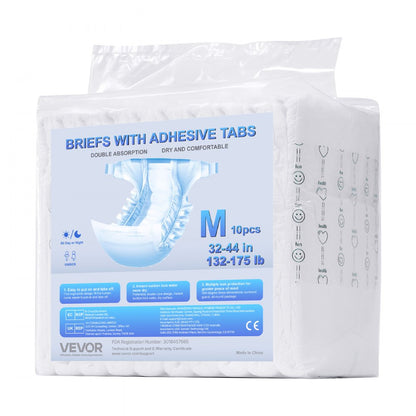 VEVOR Adult Briefs with Adhesive Tabs Incontinence Briefs for Men Women M Size