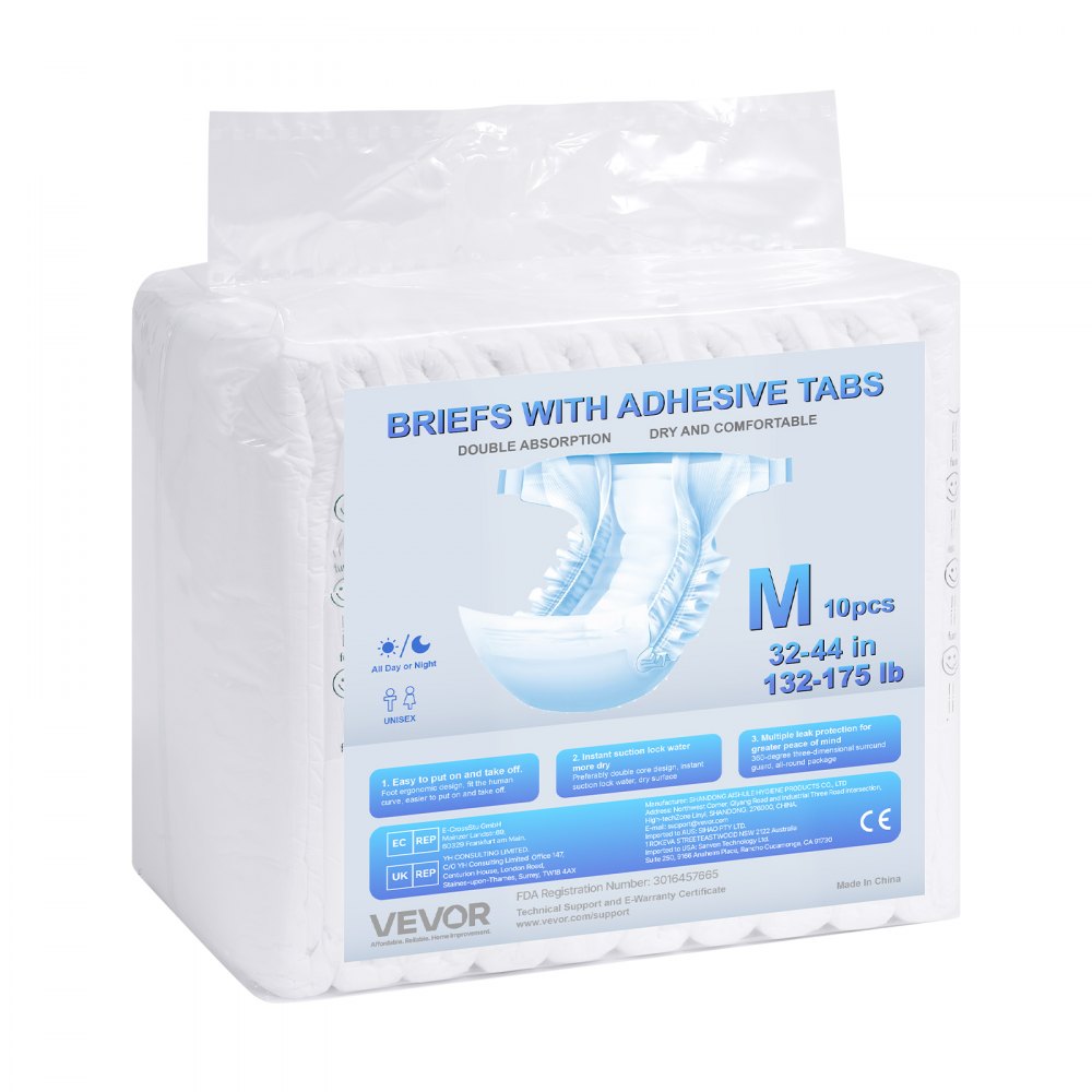 VEVOR Adult Briefs with Adhesive Tabs Incontinence Briefs for Men Women M Size
