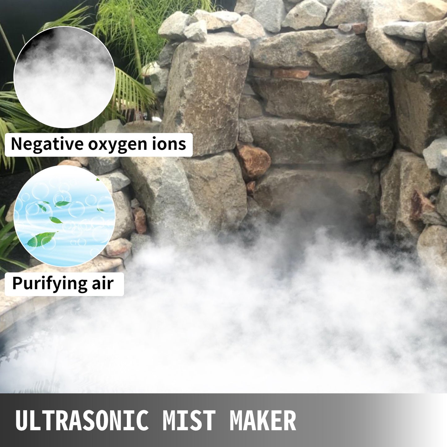 VEVOR Mist Maker 12 Head Ultrasonic Mist Fogger with Waterproof Power Supply Ultrasonic