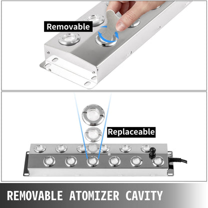 12-Head Ultrasonic Mist Maker with Waterproof Supply for Gardening, 7 kg/h Output