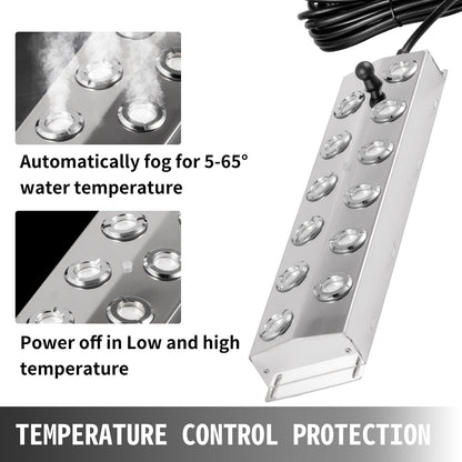 12-Head Ultrasonic Mist Maker with Waterproof Supply for Gardening, 7 kg/h Output