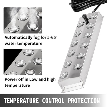 VEVOR Mist Maker 12 Head Ultrasonic Mist Fogger with Waterproof Power Supply Ultrasonic