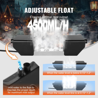 6-Head Ultrasonic Mist Maker, 4.5 L/H, Waterproof, Stainless Steel, 165W