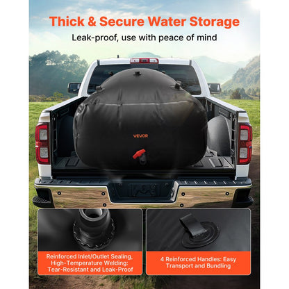 Water Storage Bladder 1000L PVC Collapsible Portable Water Tank Black