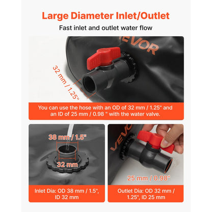 Water Storage Bladder 1000L PVC Collapsible Portable Water Tank Black