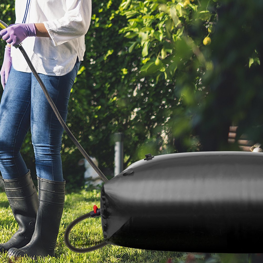 Water Storage Bladder 1000L PVC Collapsible Portable Water Tank Black