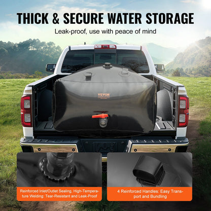 Collapsible PVC Water Storage Bladder, 1000L Capacity, Black, 198x97x48 cm