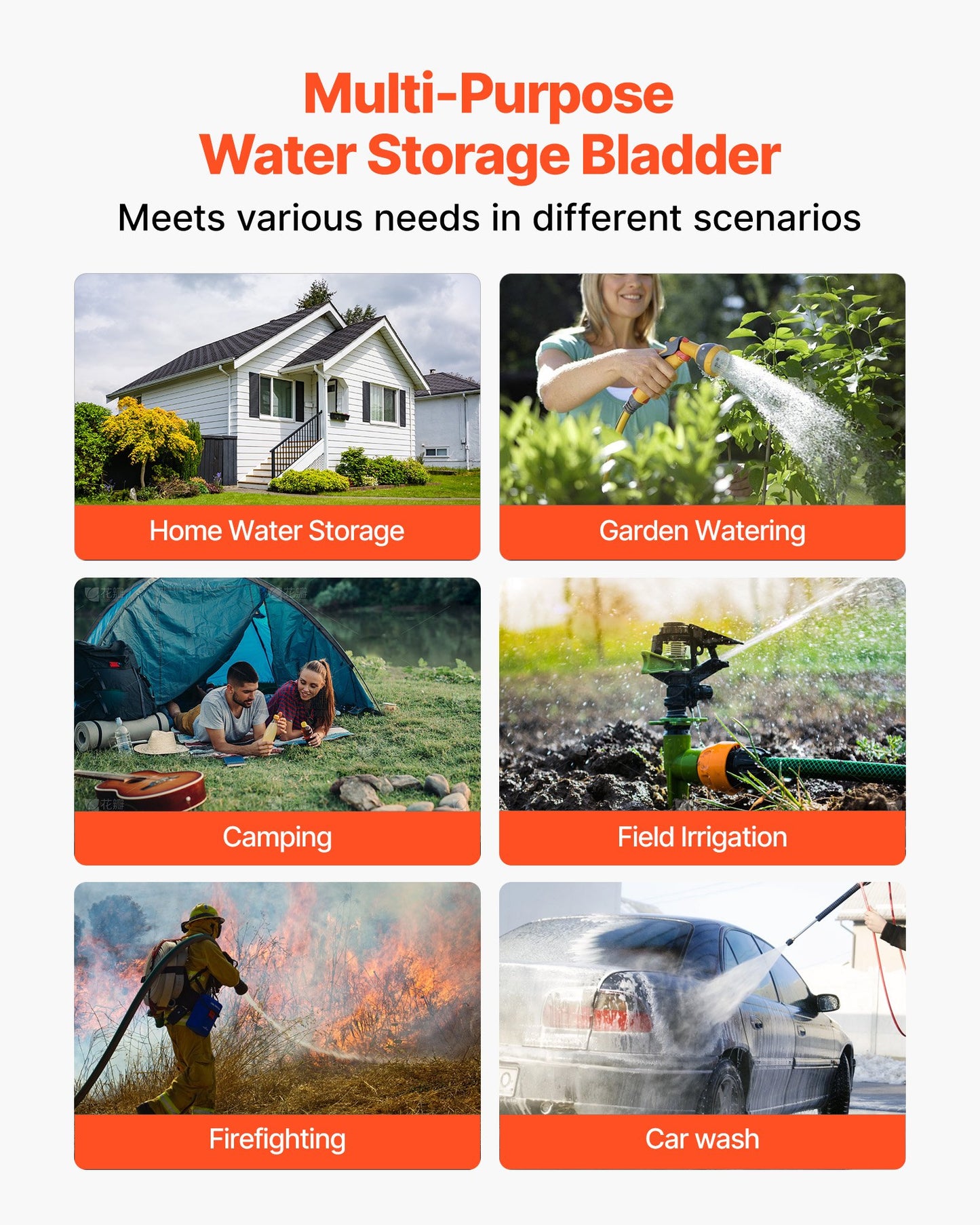 Water Storage Bladder, 113L Water Storage Container Tank, 1000D PVC Thickened Soft Bag Bladder, Collapsible Portable for Garden Irrigation, Camping, RVs, Emergency Use - Black