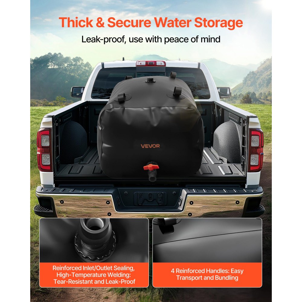 Water Storage Bladder 240L PVC Collapsible Portable Water Tank Black