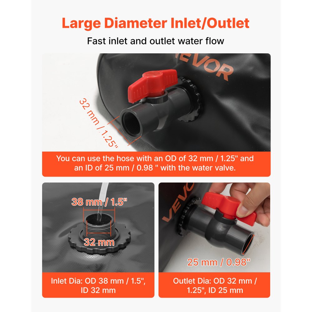 Water Storage Bladder 330L PVC Collapsible Portable Water Tank Black