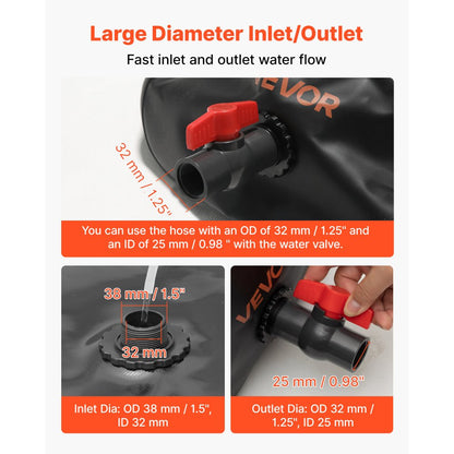 Water Storage Bladder 330L PVC Collapsible Portable Water Tank Black