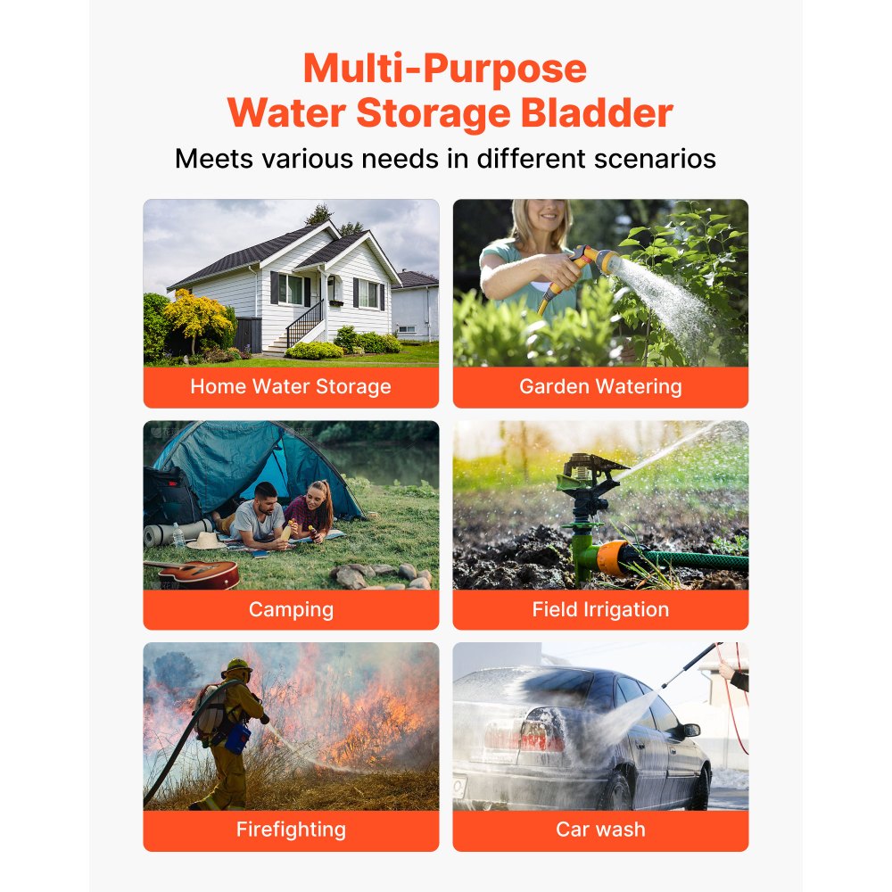 Water Storage Bladder 330L PVC Collapsible Portable Water Tank Black