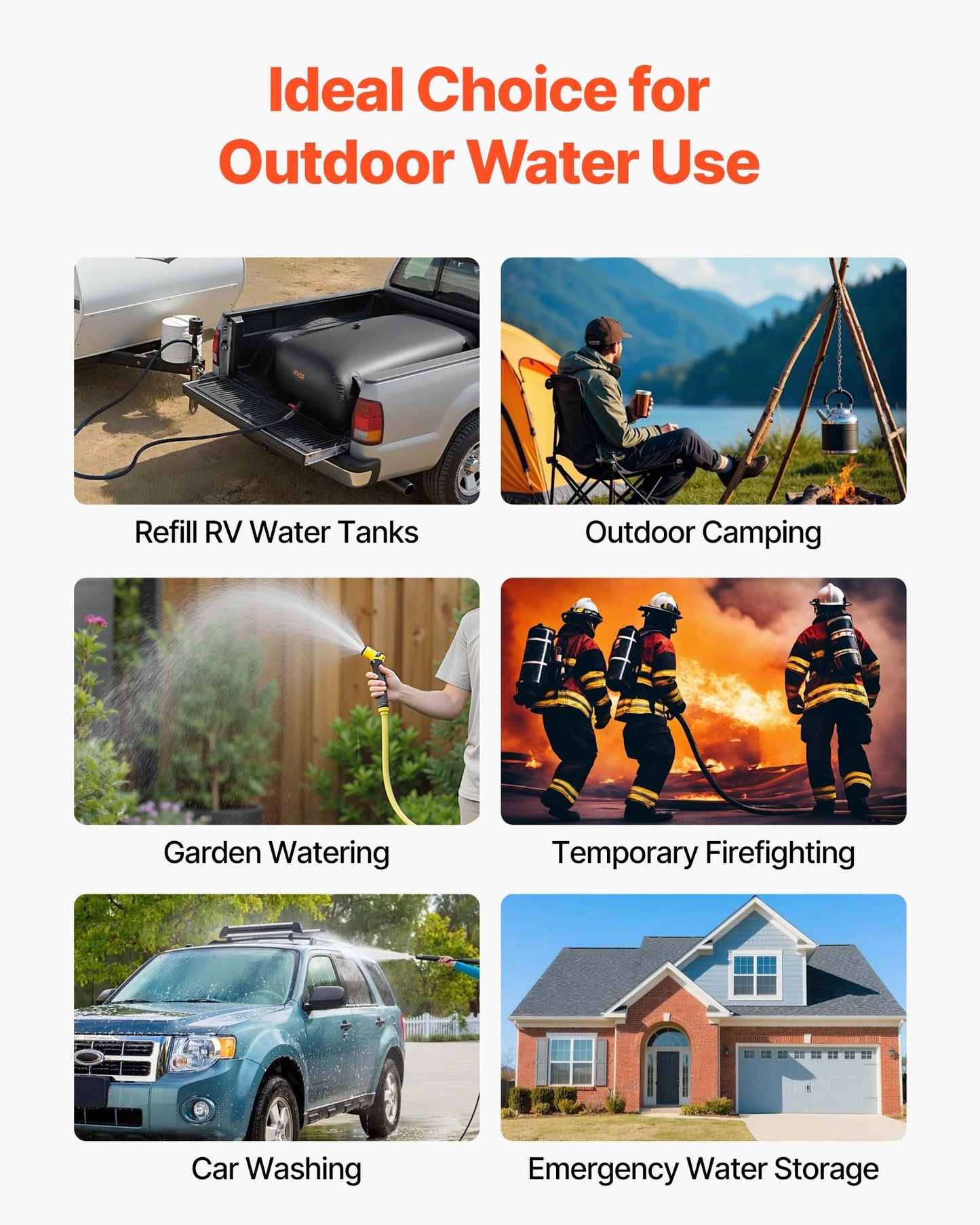 Water Storage Bladder, 330L Portable & Collapsible Water Storage Bag, Wear-Resistant 1000D PVC Soft Waters Bag, Leakproof Camping Tank Containers for Garden Irrigation RV Emergency Use, Black