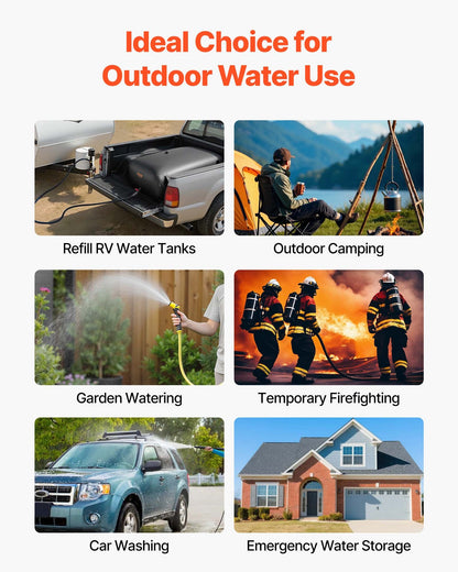 Water Storage Bladder, 330L Portable & Collapsible Water Storage Bag, Wear-Resistant 1000D PVC Soft Waters Bag, Leakproof Camping Tank Containers for Garden Irrigation RV Emergency Use, Black