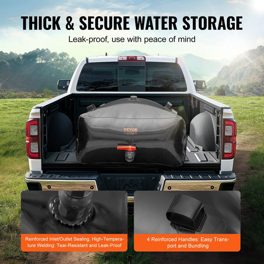 Collapsible 330L PVC Water Tank, Portable Storage Bladder, Black, 5.9 kg