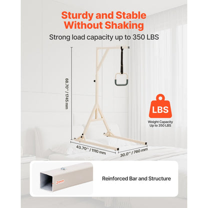 VEVOR Trapeze Bar for Bed Mobility 350LBS Capacity Bed Trapeze with 2 Wheels