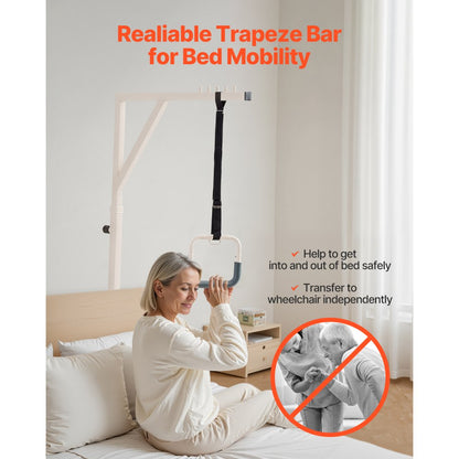 VEVOR Trapeze Bar for Bed Mobility 350LBS Capacity Bed Trapeze with 2 Wheels