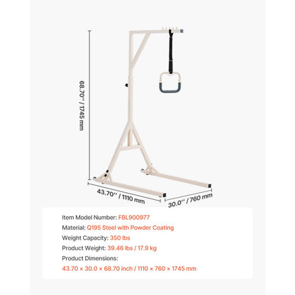 VEVOR Trapeze Bar for Bed Mobility 350LBS Capacity Bed Trapeze with 2 Wheels