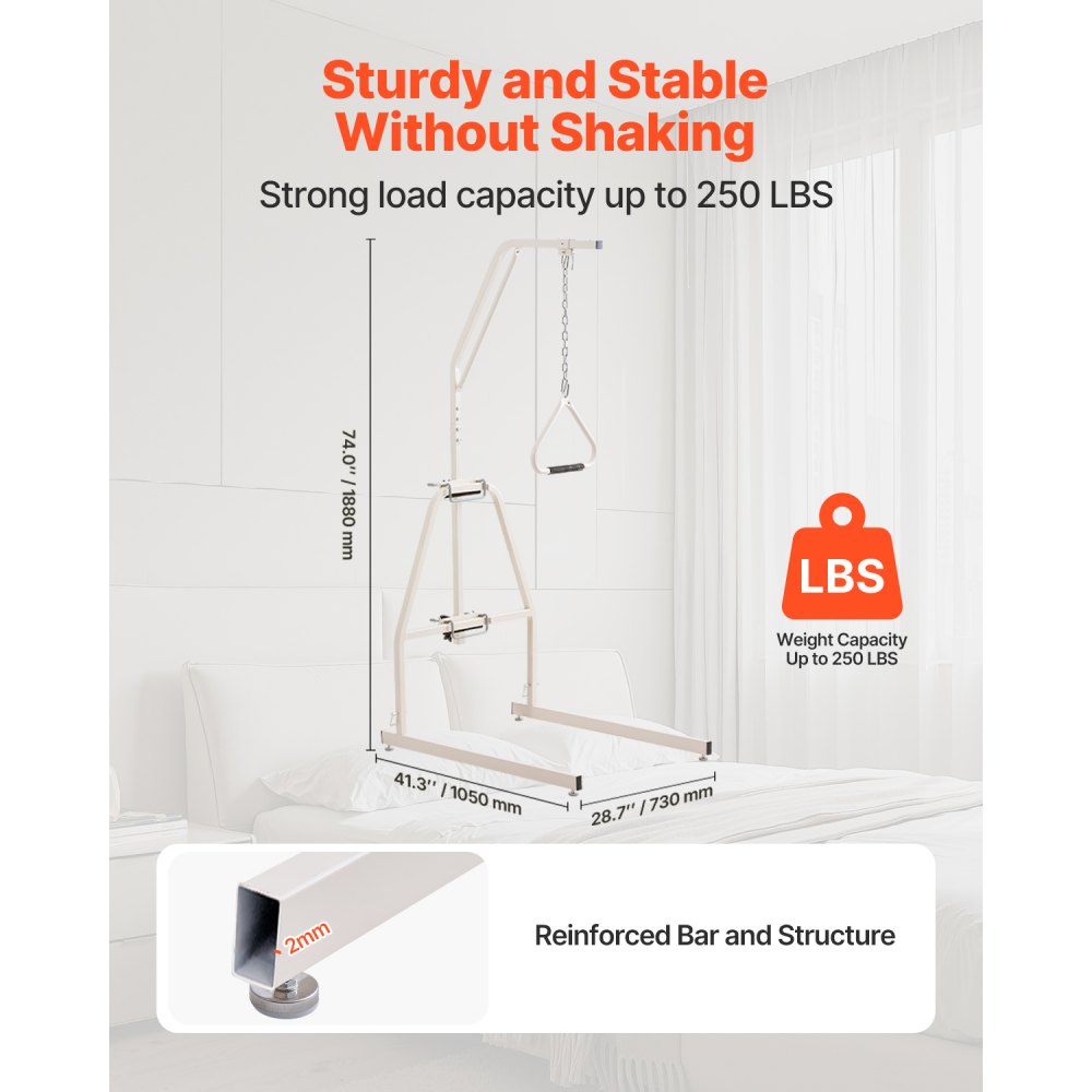 VEVOR Trapeze Bar for Bed Mobility 250LBS Bed Trapeze with Clamp and Floor Stand