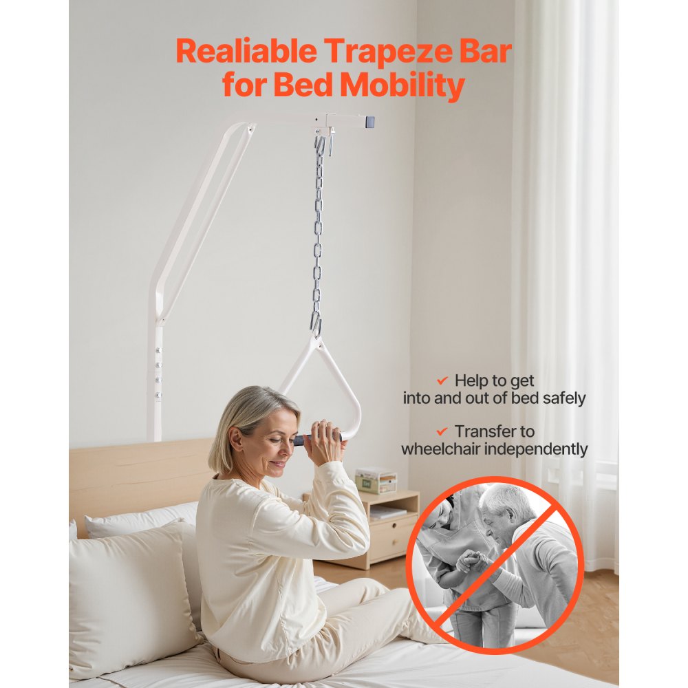 VEVOR Trapeze Bar for Bed Mobility 250LBS Bed Trapeze with Clamp and Floor Stand