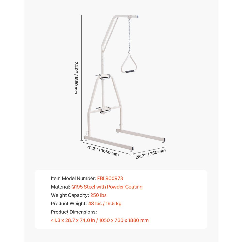 VEVOR Trapeze Bar for Bed Mobility 250LBS Bed Trapeze with Clamp and Floor Stand