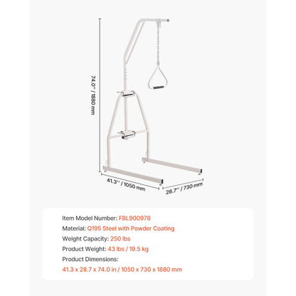 VEVOR Trapeze Bar for Bed Mobility 250LBS Bed Trapeze with Clamp and Floor Stand
